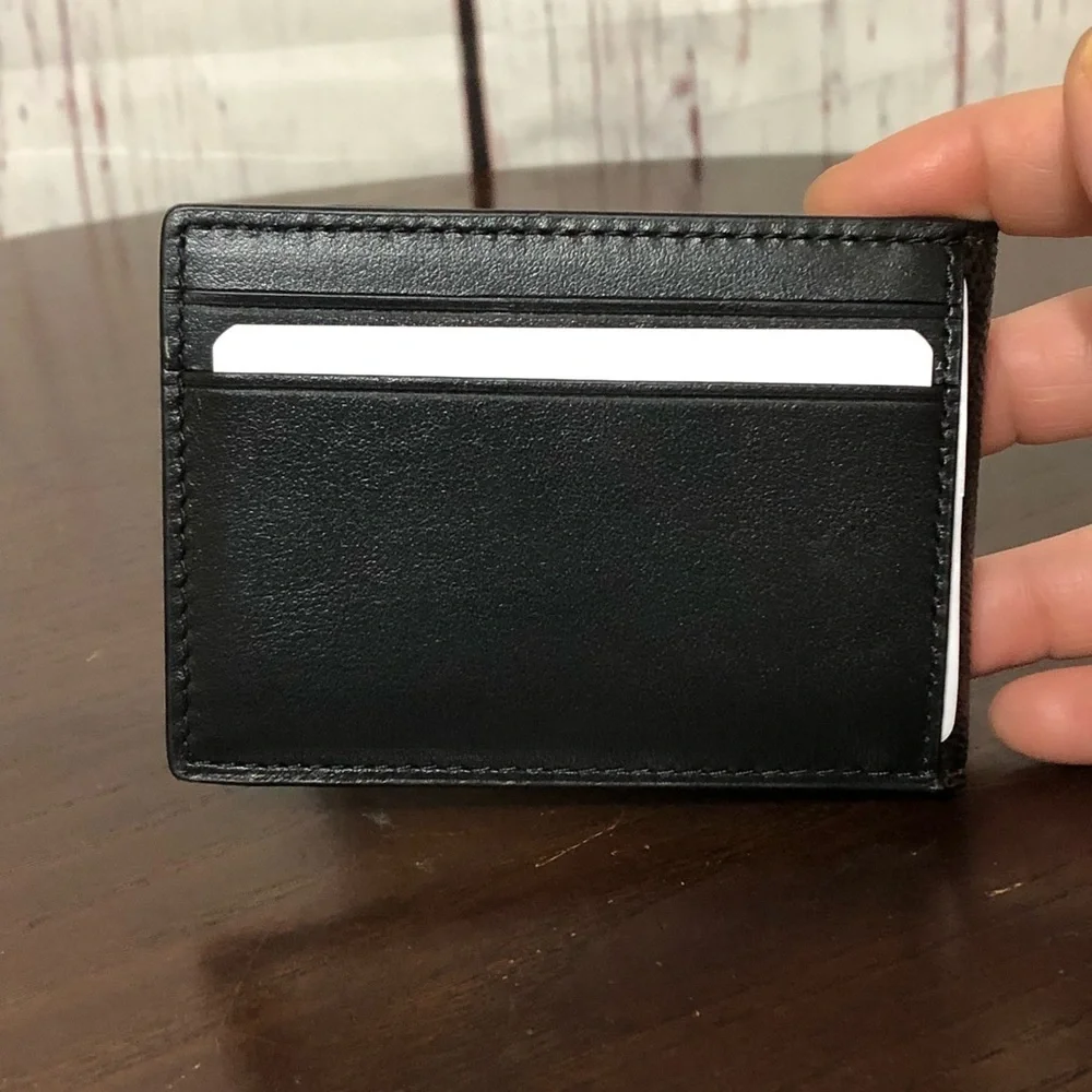 Coach compact Bifold Men's Brown Leather & coated Wallet nwt